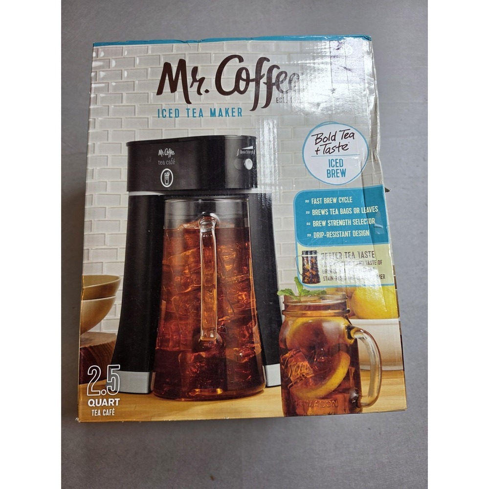 Mr. Coffee Iced Tea Maker 2.5 Quart Tea Cafe Iced Brew Machine Black SEALED NEW